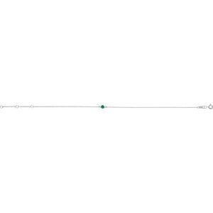 Sterling Silver Lab-Grown Emerald Bezel-Set Solitaire 6 1/2-7 1/2" Bracelet