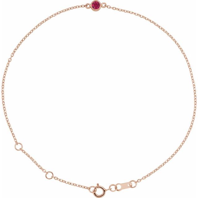 14K Rose Lab-Grown Ruby 6 1/2-7 1/2" Bracelet