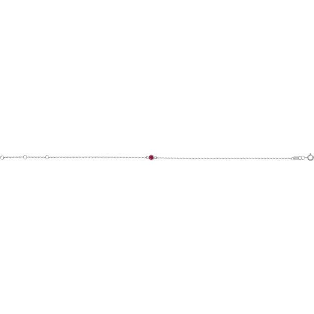 14K White Lab-Grown Ruby Bezel-Set Solitaire 6 1/2-7 1/2" Bracelet