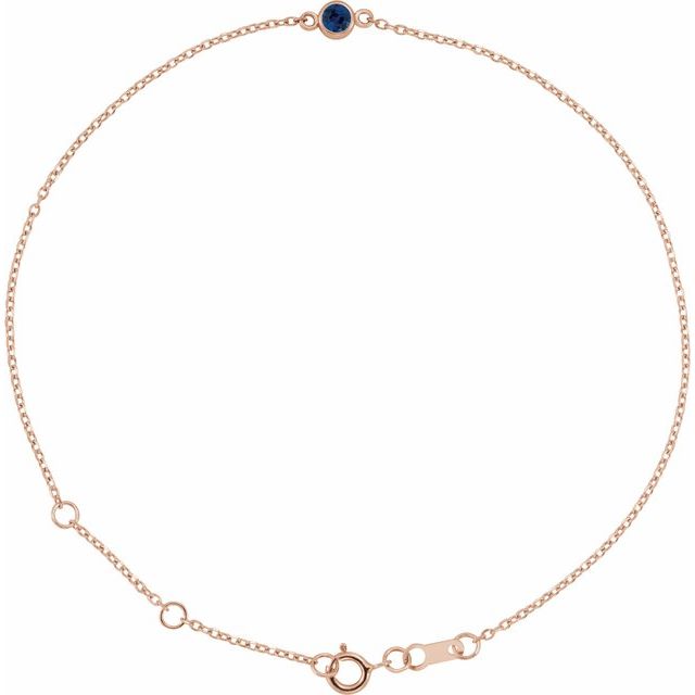 14K Rose Lab-Grown Blue Sapphire 6 1/2-7 1/2" Bracelet
