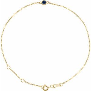 14K Yellow Lab-Grown Blue Sapphire 6 1/2-7 1/2" Bracelet
