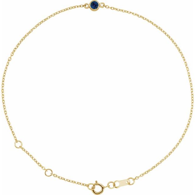 14K Yellow Lab-Grown Blue Sapphire 6 1/2-7 1/2" Bracelet
