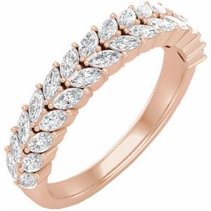 14K Rose 3/4 CTW Lab-Grown Diamond Double Row Anniversary Band