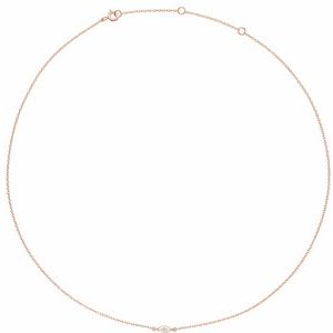 14K Rose 1/4 CT Lab-Grown Diamond 16-18" Necklace