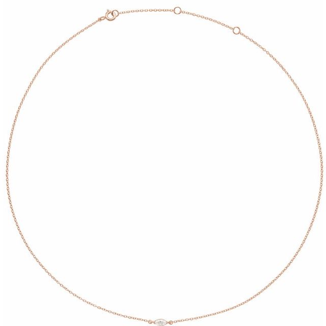 14K Rose 1/4 CT Lab-Grown Diamond 16-18" Necklace