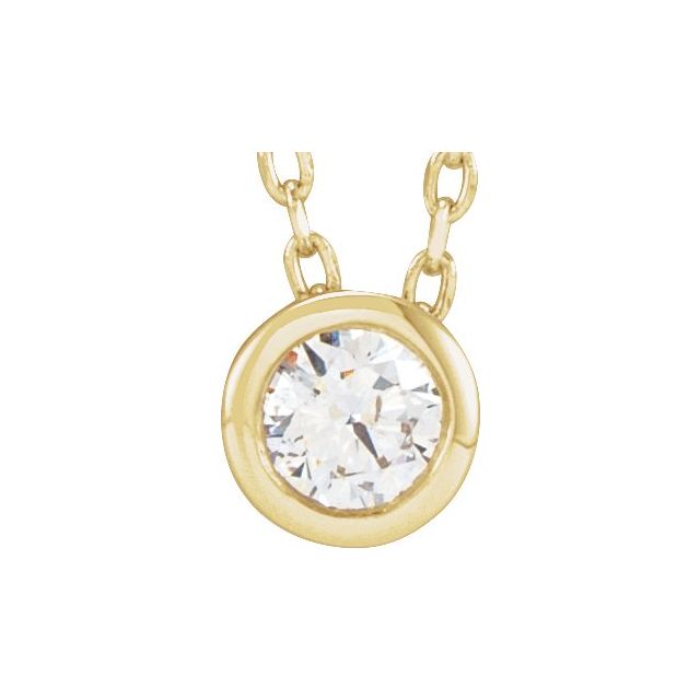 14K Yellow 1/10 CT Lab-Grown Diamond Bezel-Set 16-18" Necklace