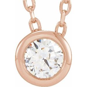 14K Rose 1/10 CT Lab-Grown Diamond Bezel-Set 16-18" Necklace