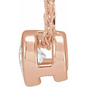 14K Rose 1/10 CT Lab-Grown Diamond Bezel-Set 16-18" Necklace