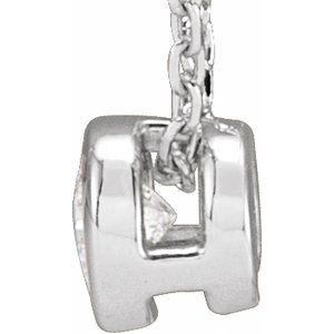 14K White 1/10 CT Lab-Grown Diamond Bezel-Set 16-18" Necklace