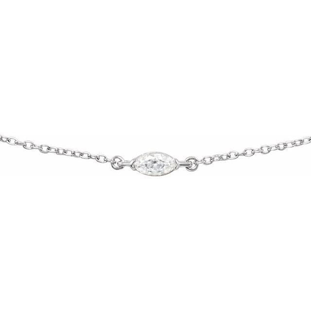 14K White 1/4 CT Lab-Grown Diamond 16-18" Necklace
