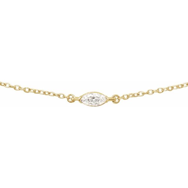14K Yellow 1/4 CT Lab-Grown Diamond 16-18" Necklace
