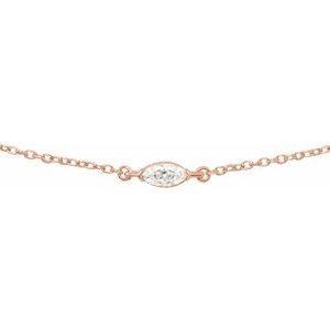 14K Rose 1/4 CT Lab-Grown Diamond 16-18" Necklace