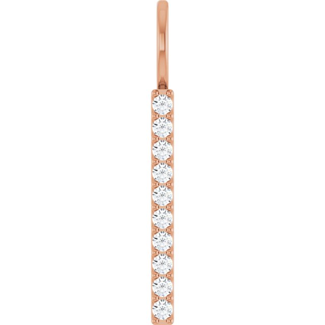 14K Rose 1/6 CTW Lab-Grown Diamond Bar Charm/Pendant