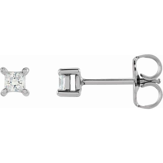 14K White 2 mm Square 1/10 CTW Lab-Grown Diamond Earrings