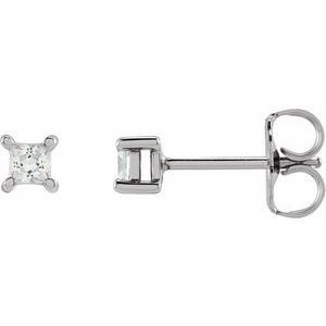 14K White 2 mm Square 1/10 CTW Lab-Grown Diamond Earrings