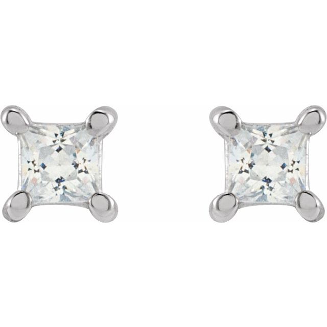 14K White 2 mm Square 1/10 CTW Lab-Grown Diamond Earrings