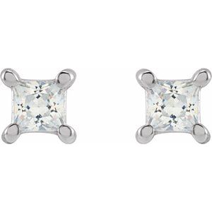 14K White 2 mm Square 1/10 CTW Lab-Grown Diamond Earrings