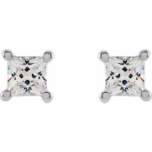 14K White 2.75 mm Square 1/4 CTW Lab-Grown Diamond Earrings