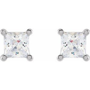 14K White 3.5 mm Square 1/2 CTW Lab-Grown Diamond Earrings