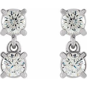 14K White 1/2 CTW Lab-Grown Diamond Two-Stone Earrings