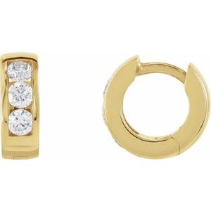 14K Yellow 1/3 CTW Lab-Grown Diamond 10 mm Hinged Hoop Earrings