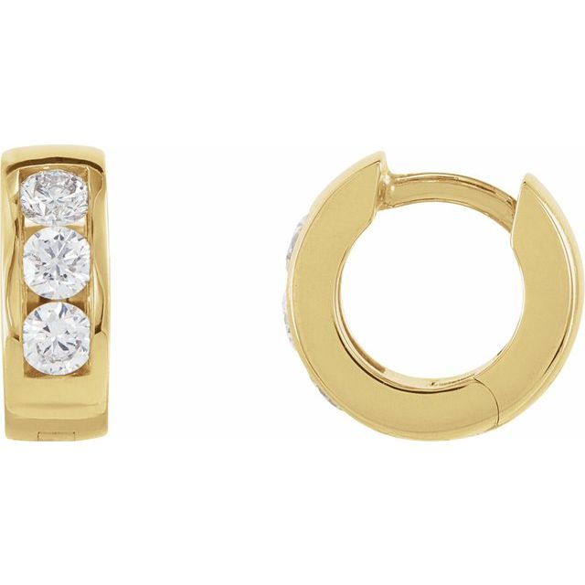 14K Yellow 1/3 CTW Lab-Grown Diamond 10 mm Hinged Hoop Earrings