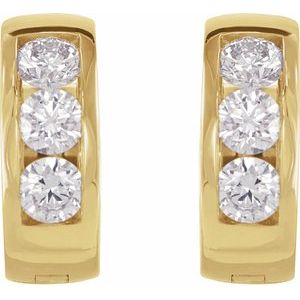 14K Yellow 1/3 CTW Lab-Grown Diamond 10 mm Hinged Hoop Earrings