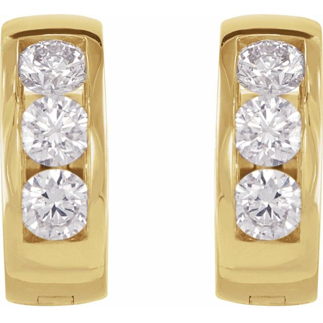 14K Yellow 1/3 CTW Lab-Grown Diamond 10 mm Hinged Hoop Earrings