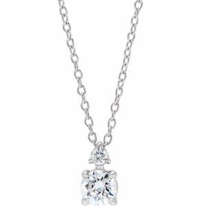 14K White 1/4 CTW Lab-Grown Diamond Claw-Prong 16-18" Necklace
