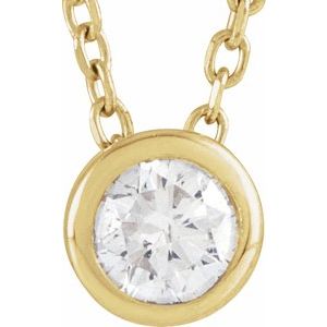 14K Yellow 3/4 CT Lab-Grown Diamond Bezel-Set 16-18" Necklace