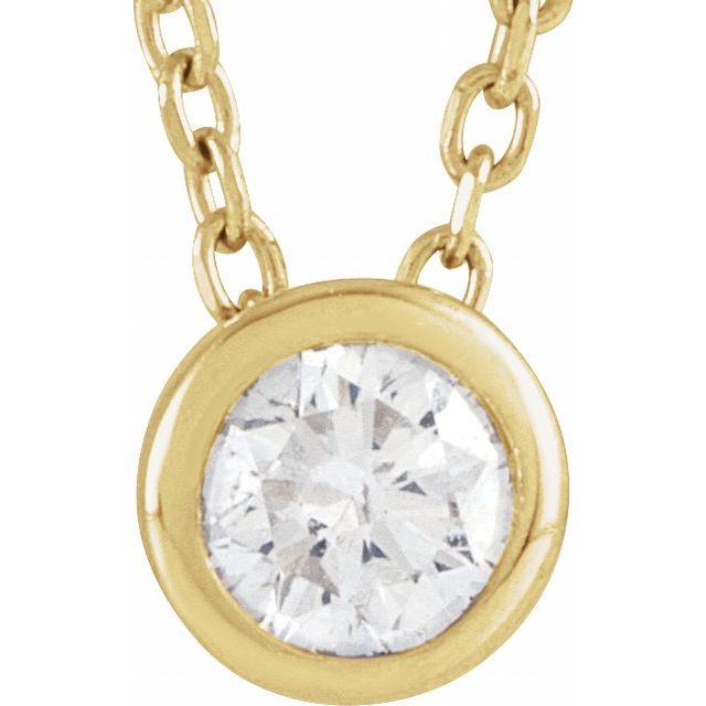 14K Yellow 3/4 CT Lab-Grown Diamond Bezel-Set 16-18" Necklace